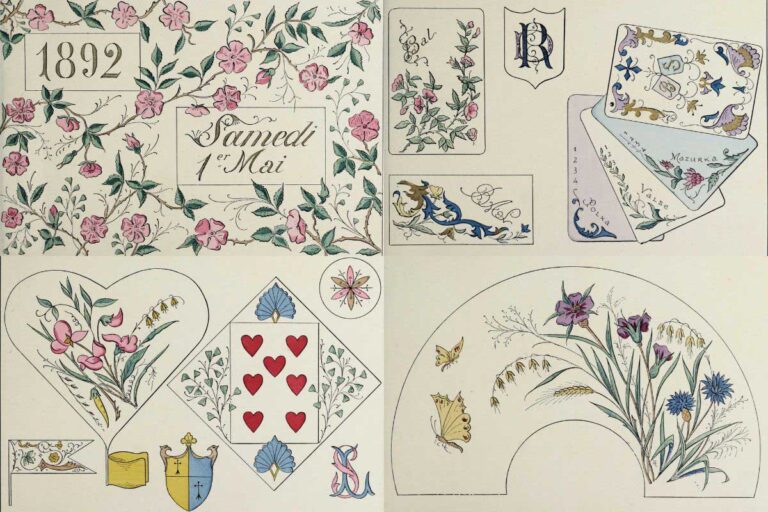 Vintage French Art Nouveau decorative designs feature