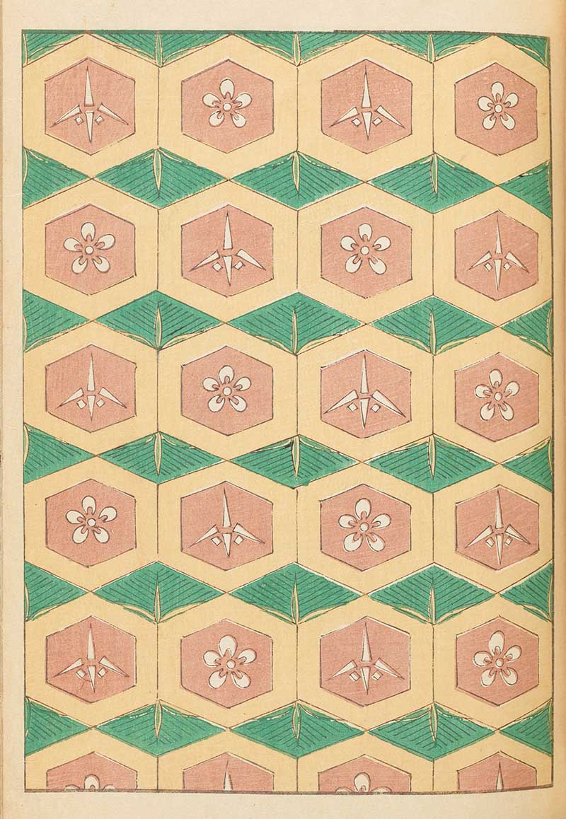Honeycomb hexagon pattern Japanese woodblock print