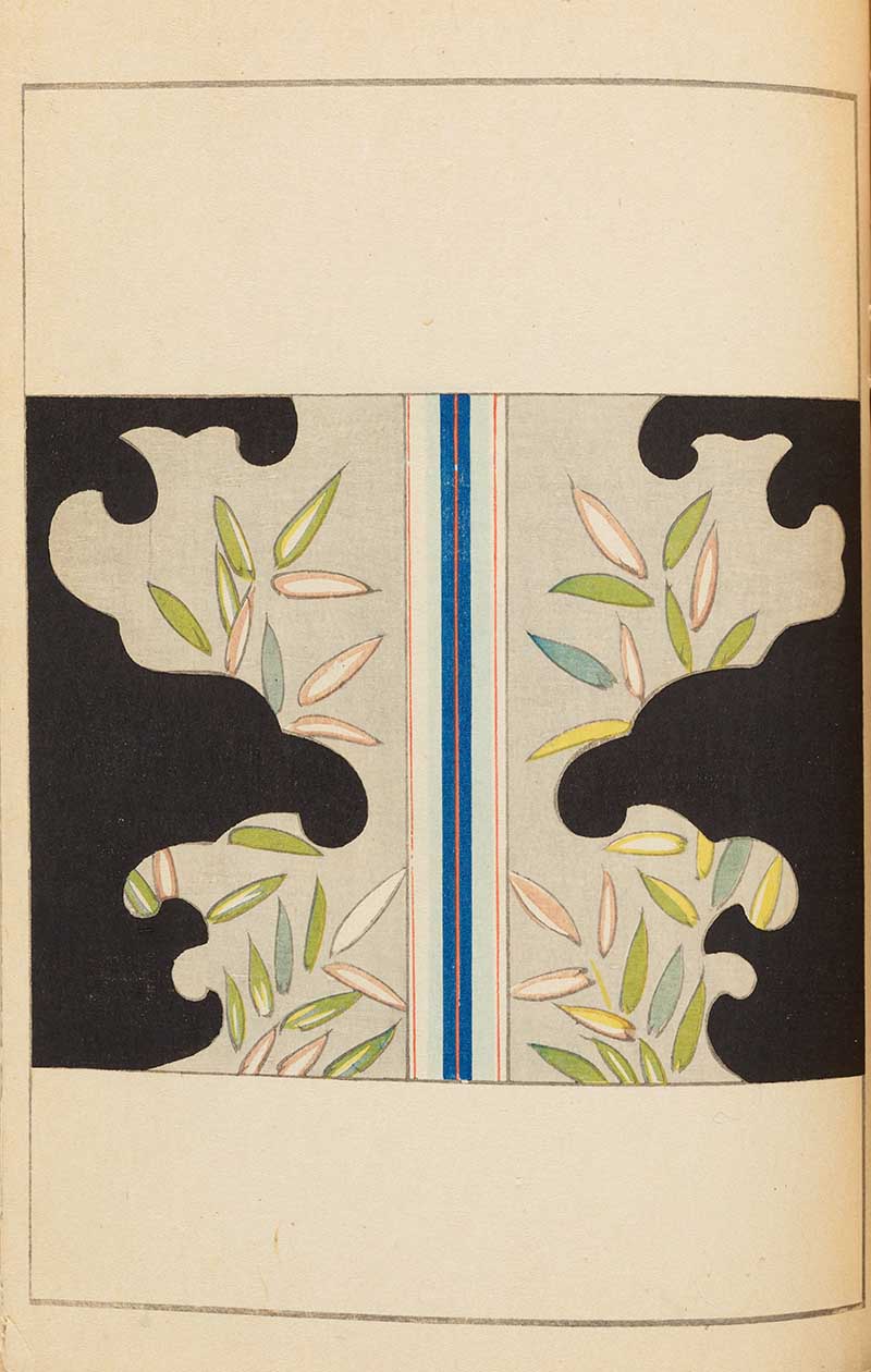 Leaves on black vintage Japanese print