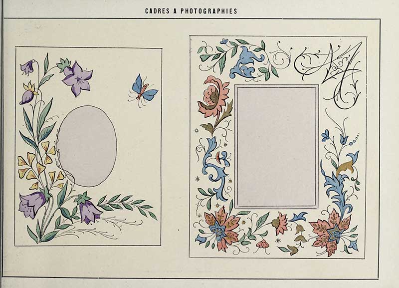 Two French art nouveau floral boarders for photographs