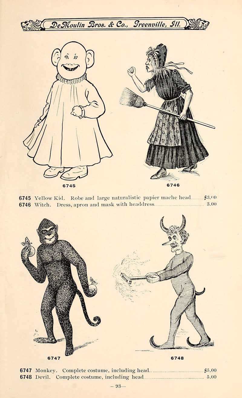 assorted halloween costumes from a vintage costume cataloque