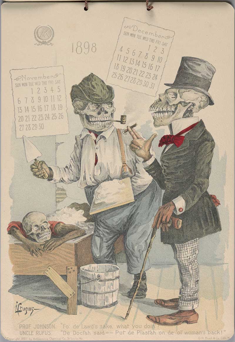 Professor Uncle and old women skeleton  Antikamnia Calendar