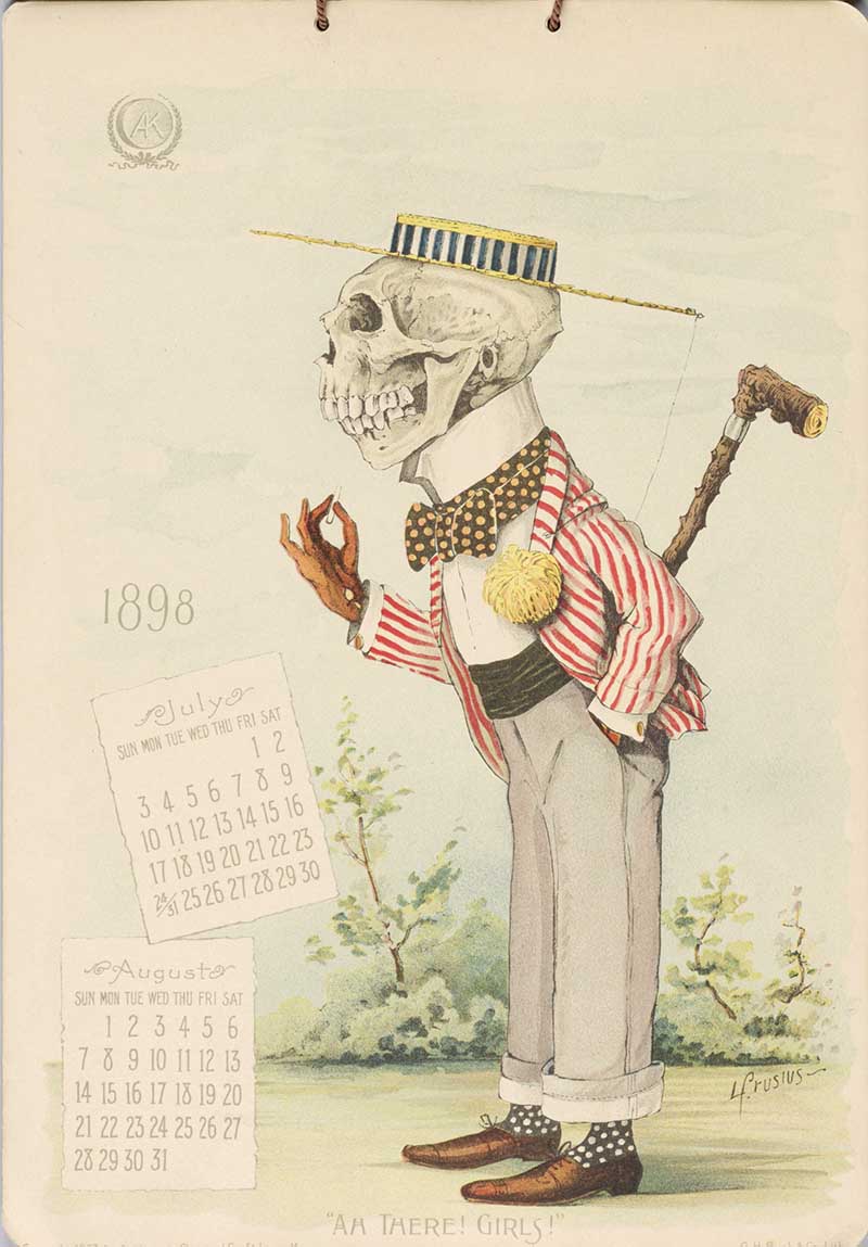 Dandy skeleton Antikamnia Calendar spooky fun Halloweeen 