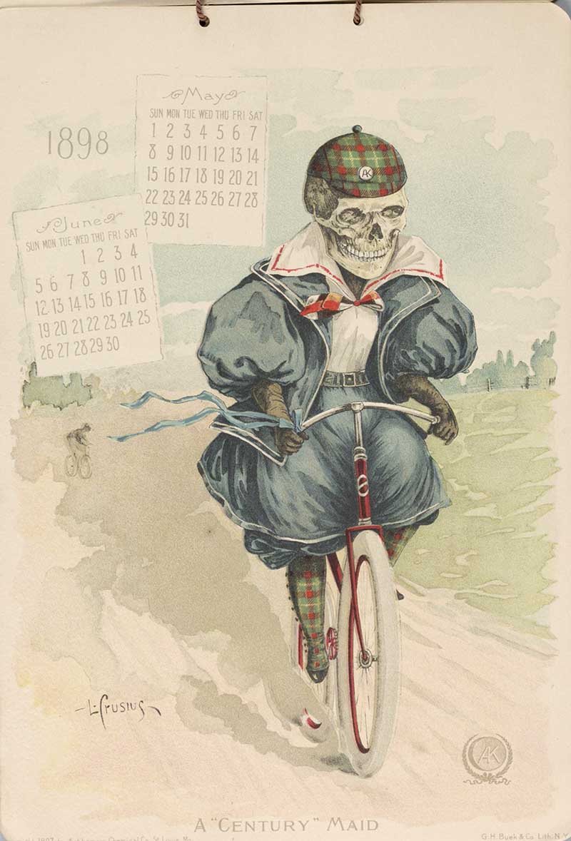 Skeleton riding a bike Antikamnia Calendar