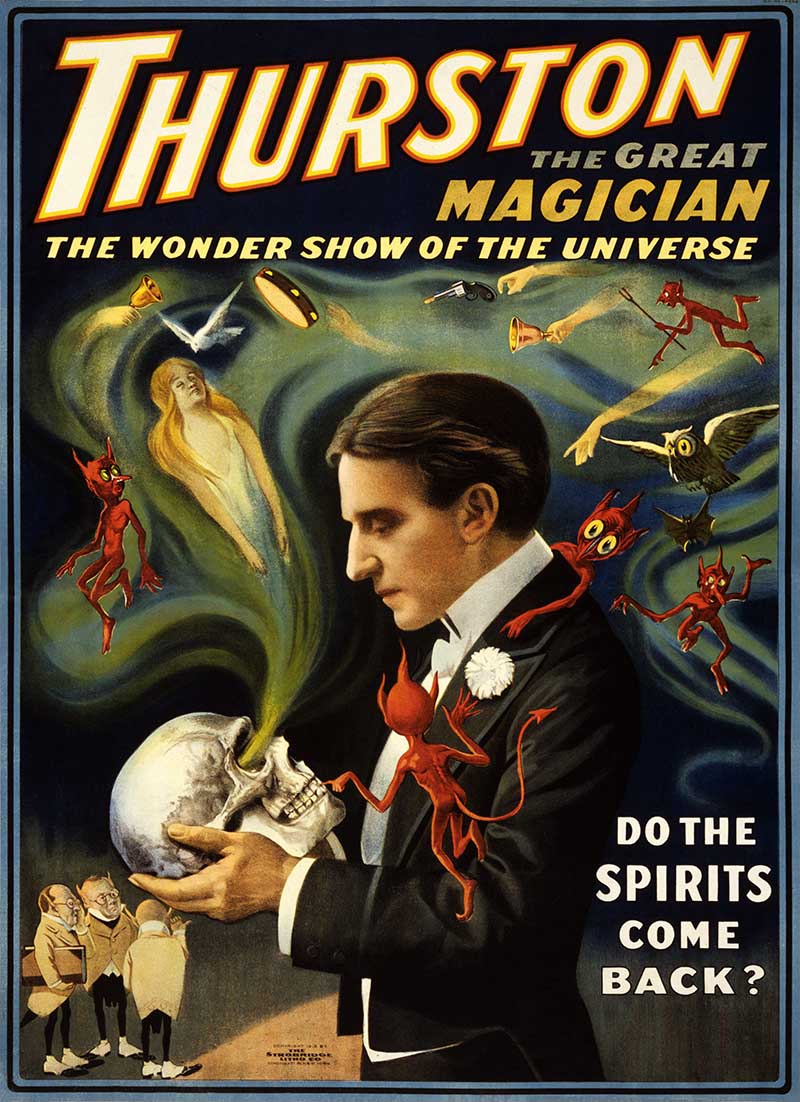 Thurston the great magician poster with devils and skull spook halloween image