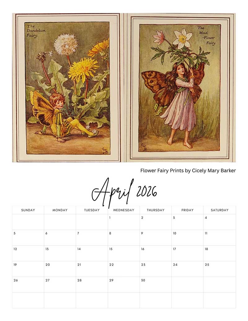 Flower Fairies April in Pictureboxblue Calandar