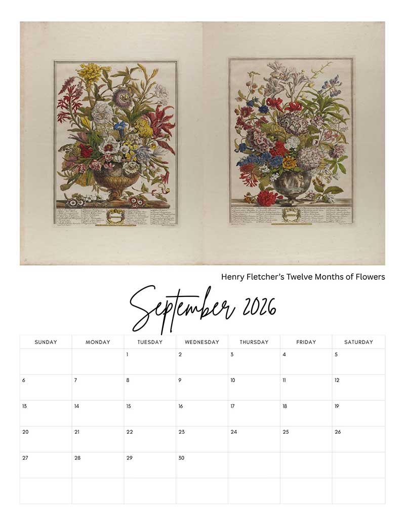 Twelve Months of Flowers Sepetember Calendar