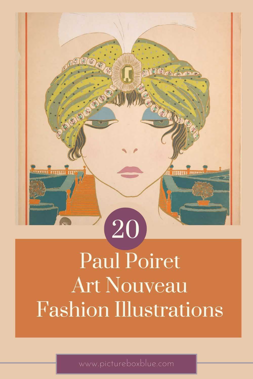 Art nouveau fashion print pin of Paul Poiret woman in turban