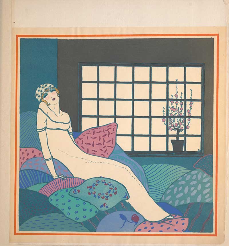 Woman Sitting On Colourful Cushions  Paul Poiret