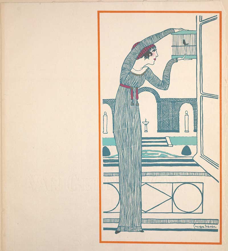 Woman and Bird Cage  Paul Poiret Art Nouveau design