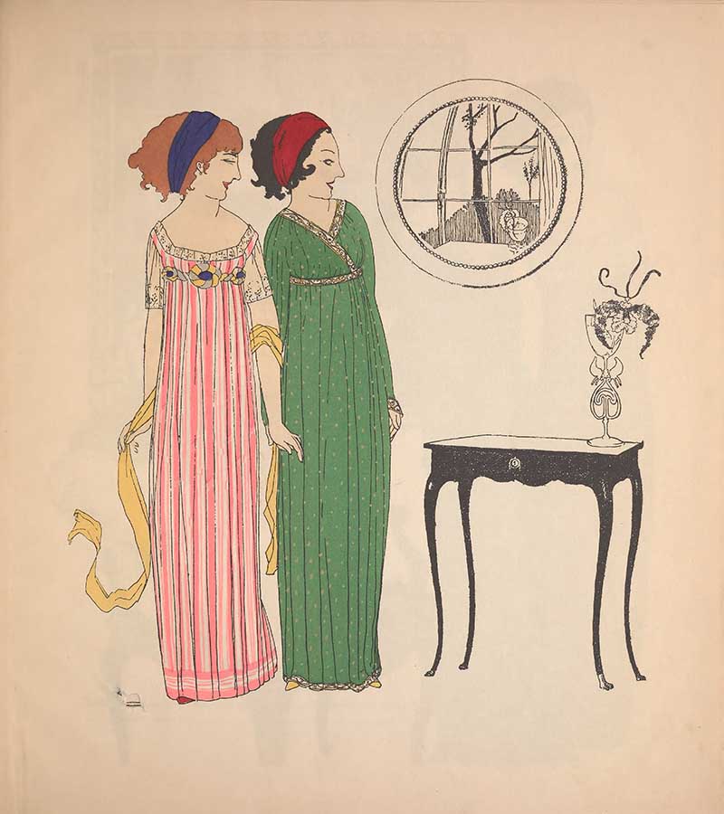 Art Nouveau Fashion Illustration Paul Poiret 2 woment and consol table