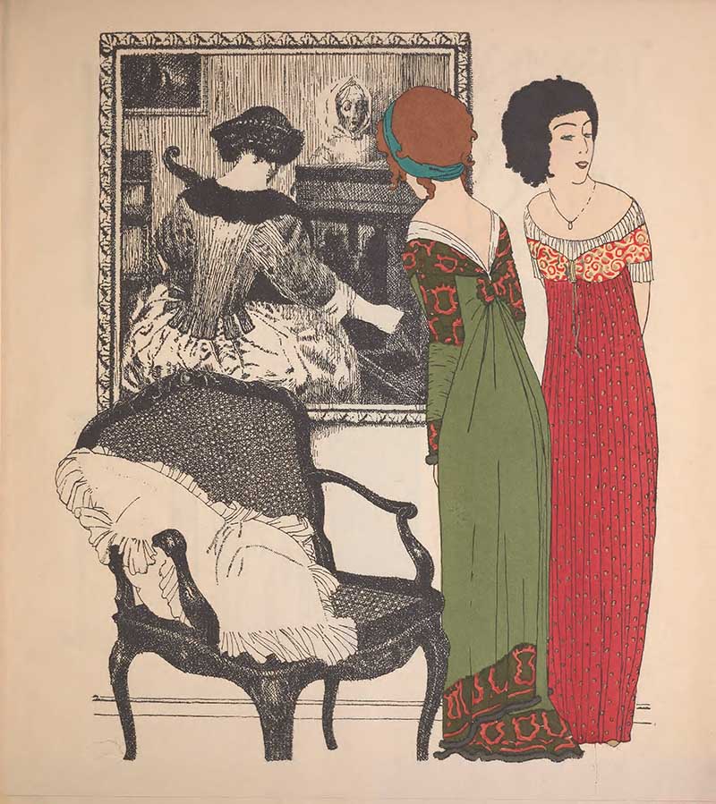 Art Nouveau Fashion Illustrations Paul Poiret women back and front dresses
