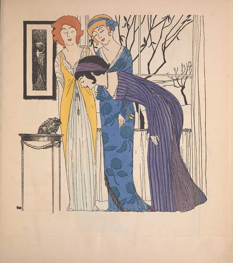 Art Nouveau Fashion Illustration Paul Poiret 3 women in an interior setting