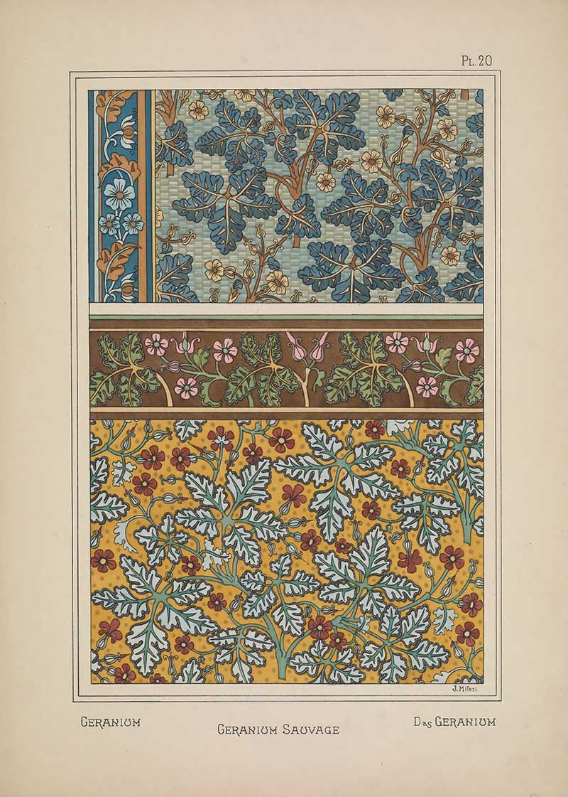 Geranium Flower Patterns 2 Art Nouveau Eugene Grasset Art Nouveau pattern design
