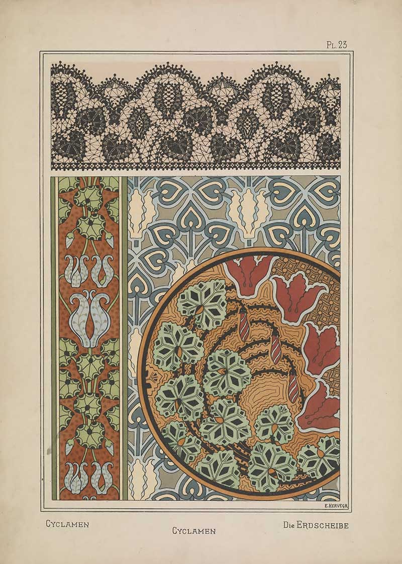 Cyclamen Flower Pattern Art Nouveau Eugene Grasset Art Nouveau pattern design