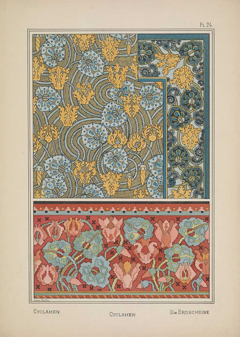 Cyclamen Flower Patterns 2 Art Nouveau Eugene Grasset Art Nouveau pattern design
