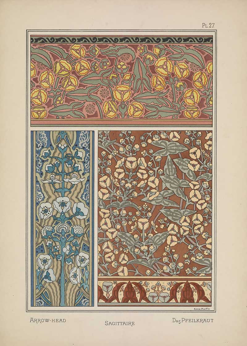 Arrow-Head Flower pattern 2 Art Nouveau Eugene Grasset Art Nouveau pattern design