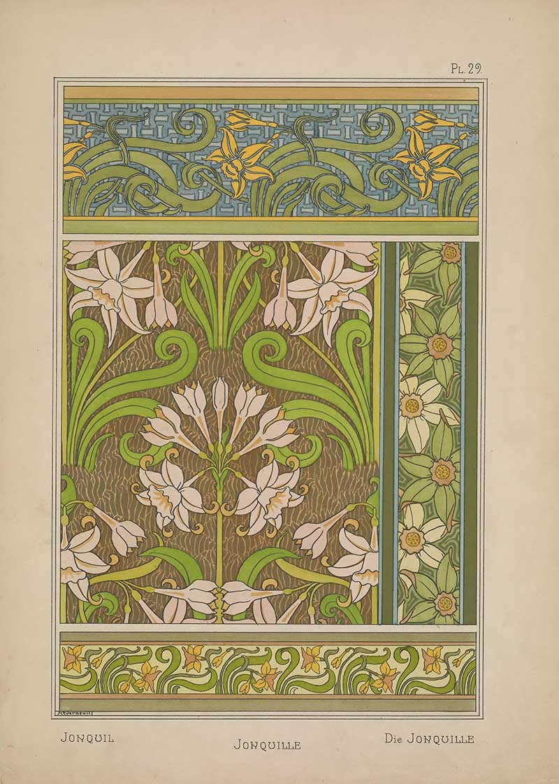 Jonquile Flower pattern Art Nouveau Eugene Grasset Art Nouveau pattern design