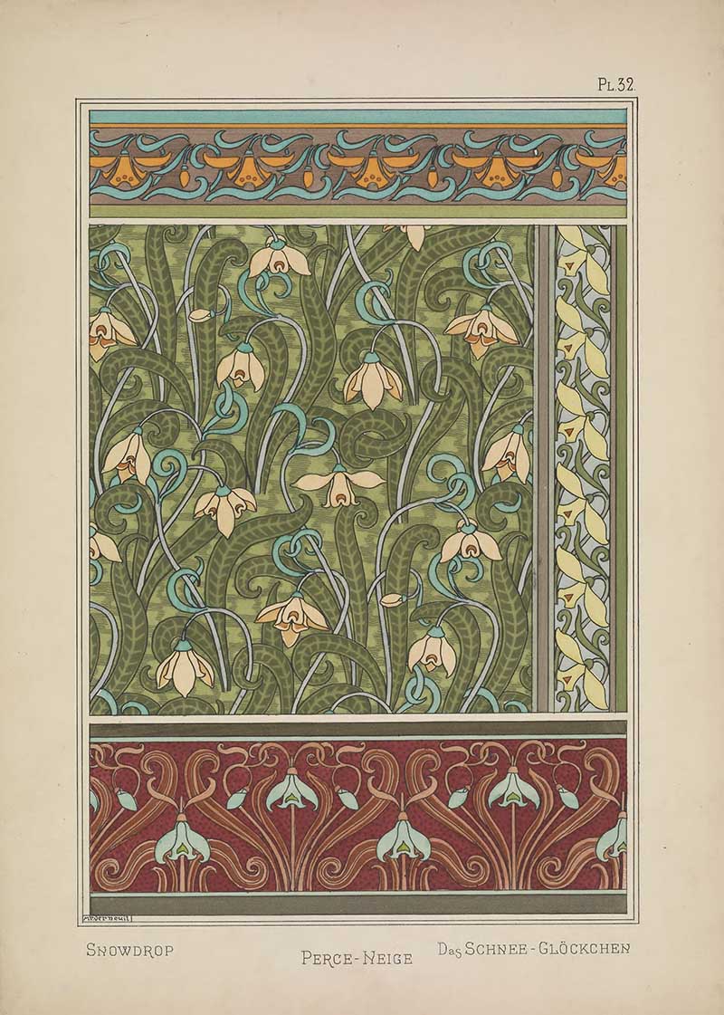 Snowdrop Flower Patterns Art Nouveau Eugene Grasset Art Nouveau pattern design