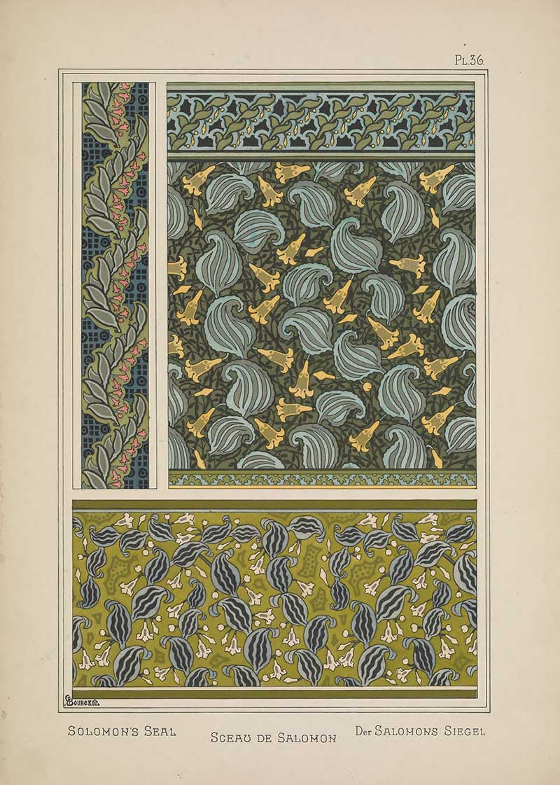 Solomons seal Flower pattern 2 Art Nouveau Eugene Grasset Art Nouveau pattern design