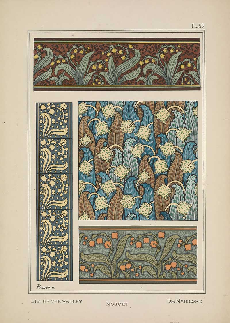 Lily of the valley Flower pattern 2 Art Nouveau Eugene Grasset Art Nouveau pattern design