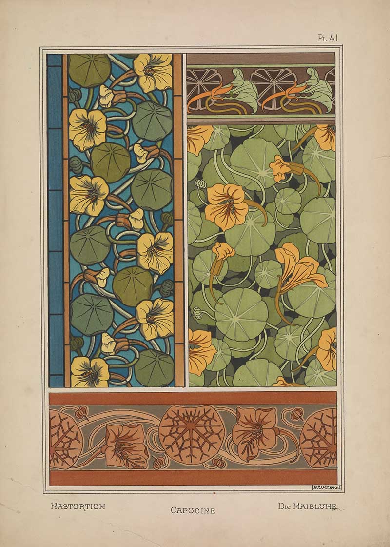 Nasturtium Flower pattern Art Nouveau Eugene Grasset Art Nouveau pattern design