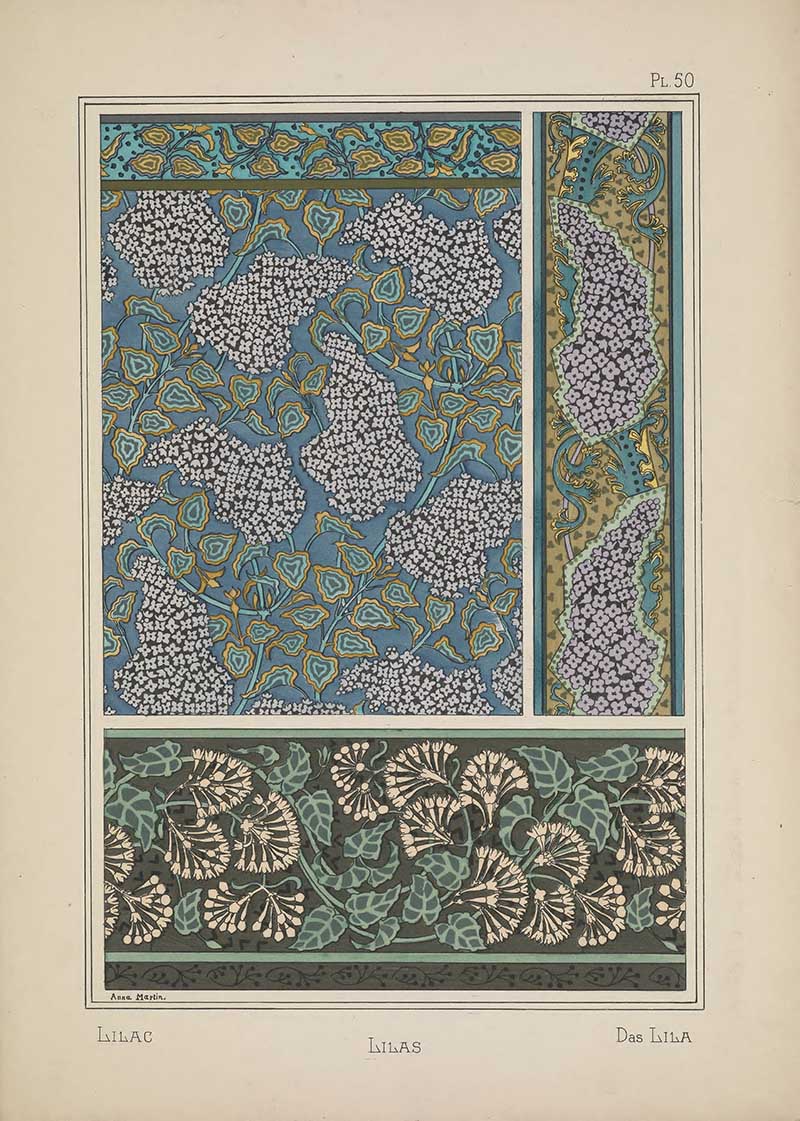 Lilac Flower Pattern Art Nouveau Eugene Grasset Art Nouveau pattern design