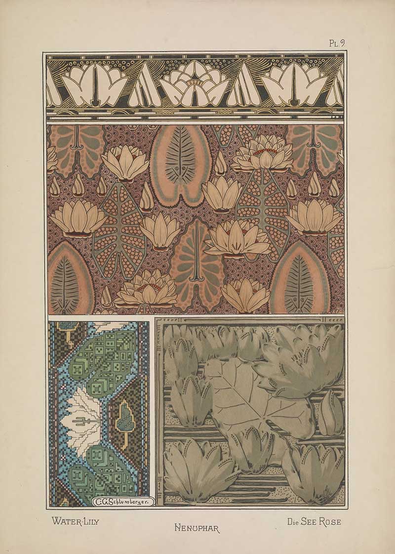 Water Lily Patterns Art Nouveau Eugene Grasset Art Nouveau pattern design