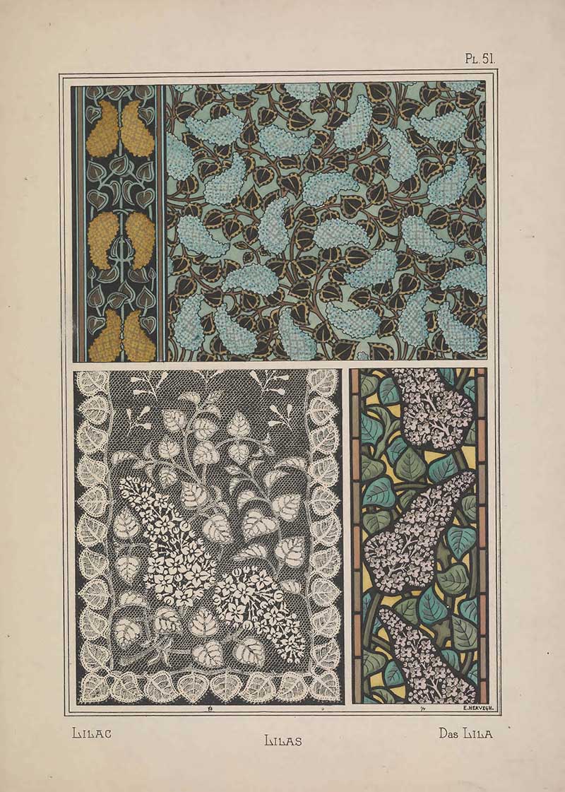 Lilac Flower Pattern 2 Art Nouveau Eugene Grasset Art Nouveau pattern design