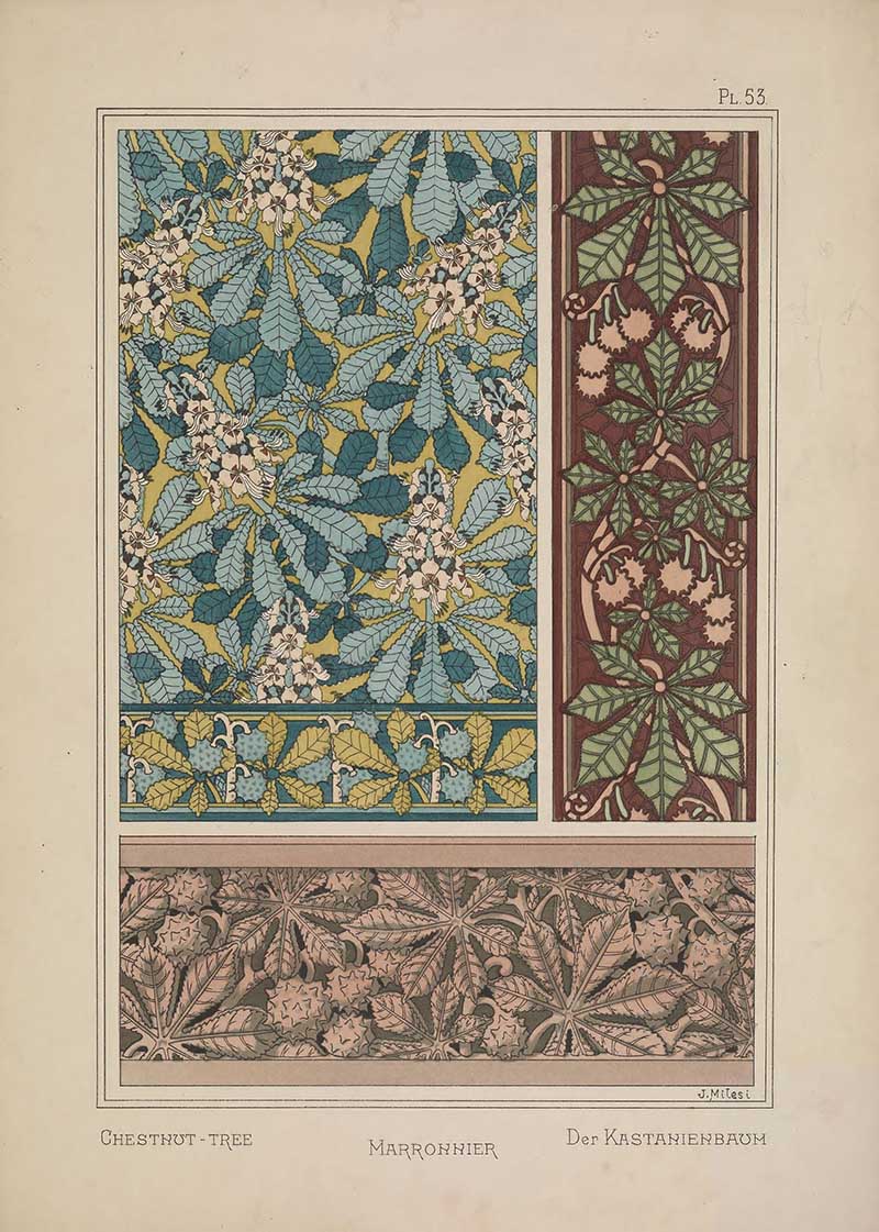 Chest Nut Tree pattern Art Nouveau Eugene Grasset Art Nouveau pattern design