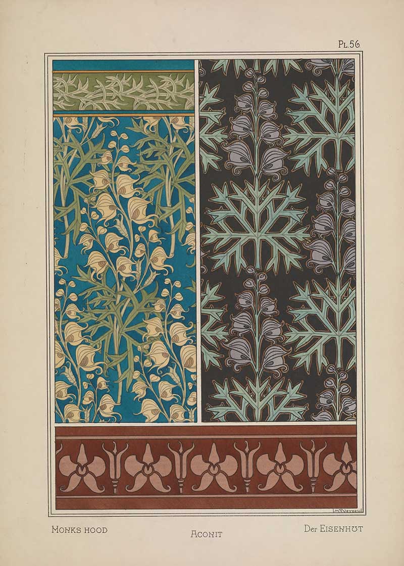 Monks Hood Pattern Art Nouveau Eugene Grasset Art Nouveau pattern design