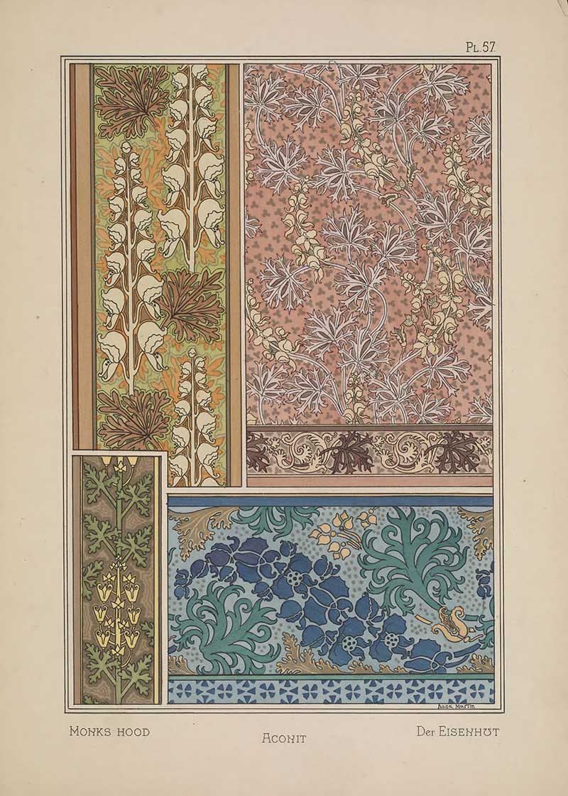 Monks Hood Pattern 2 Art Nouveau s Eugene Grasset Art Nouveau pattern design