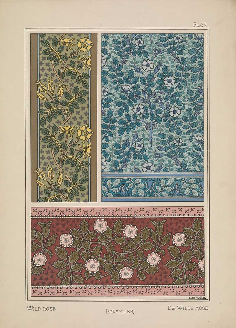 Wild Rose Pattern Art Nouveau Eugene Grasset Art Nouveau pattern design