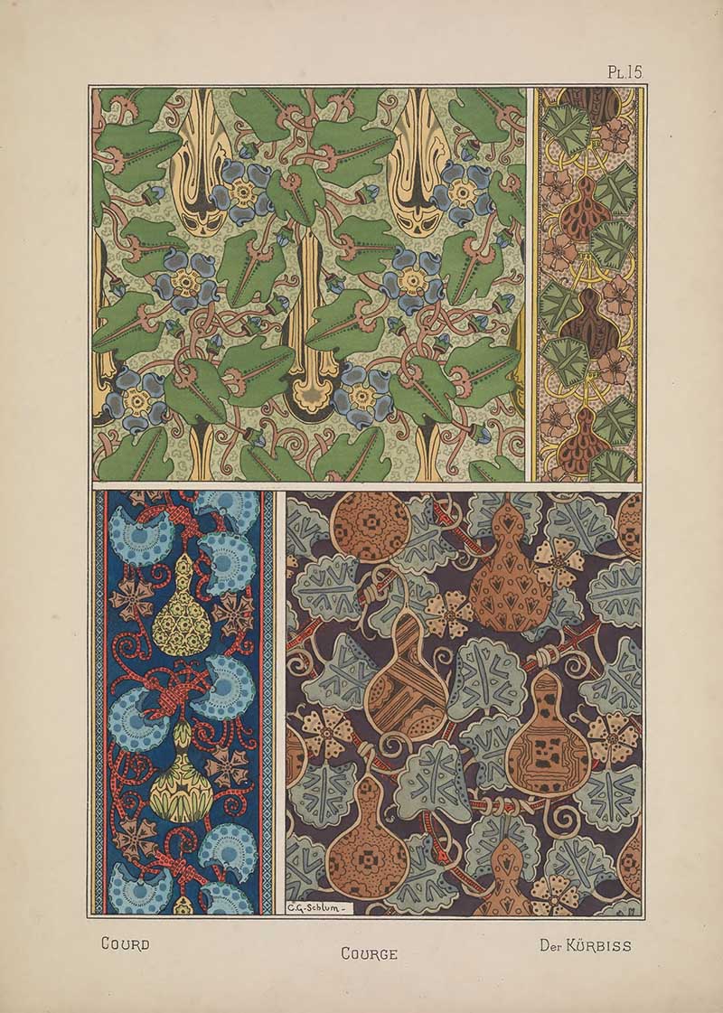 Gourd Flower Pattern Art Nouveau Eugene Grasset Art Nouveau pattern design